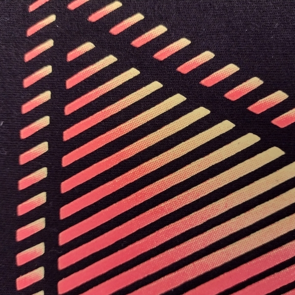 Guess Men's Large short sleeve triangle Tshirt. Black, orange, and gold. - Picture 3 of 9